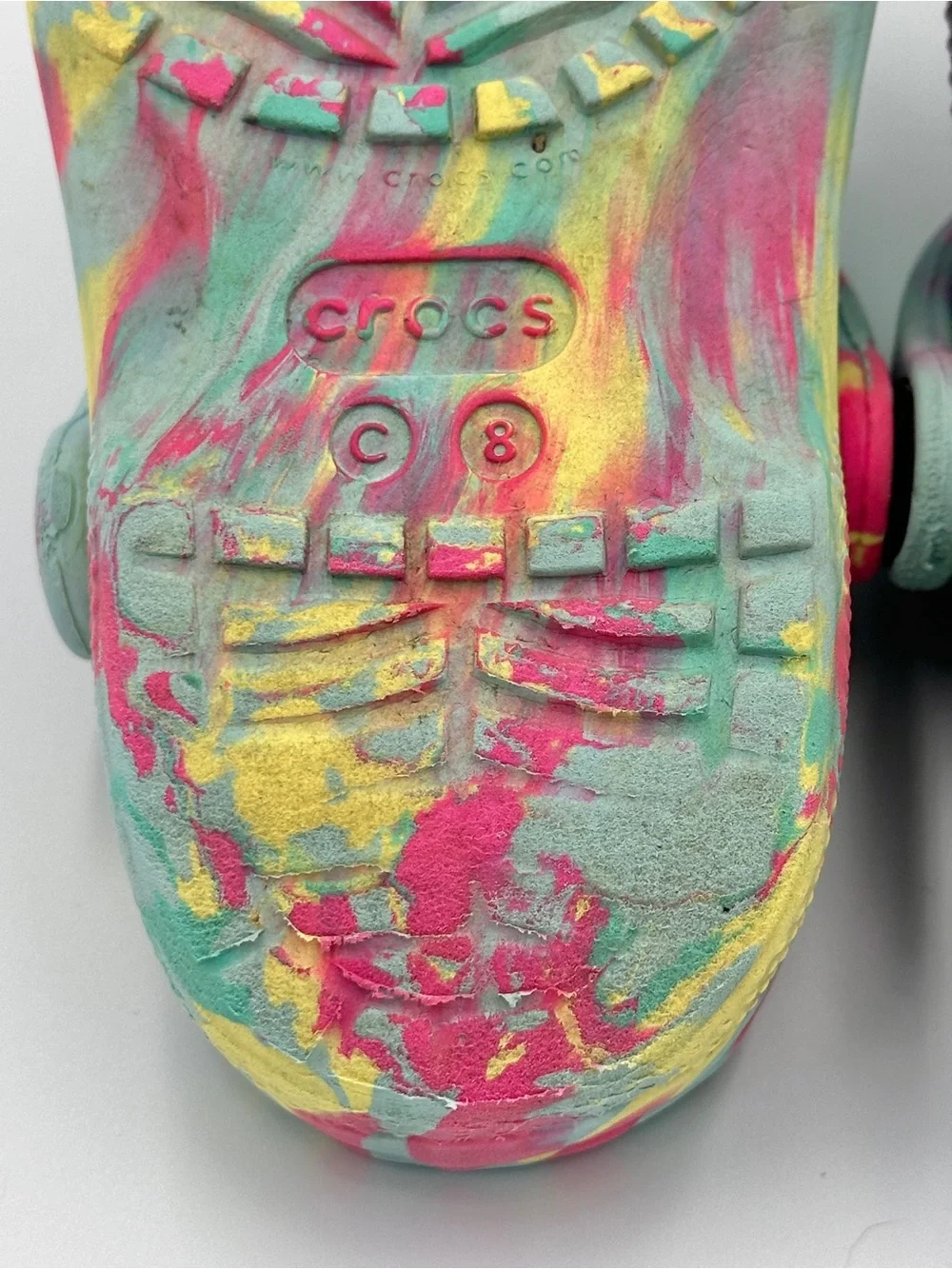 Toddler 8 (Girl or Boy) Tie-Dye CROCS 🐊 Sandals - Pastel Multicolor